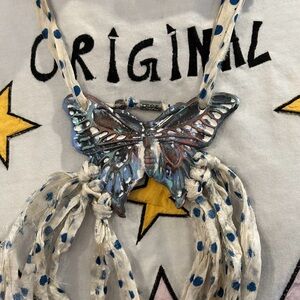 Butterfly Pendant Necklace with Blue and White Accents